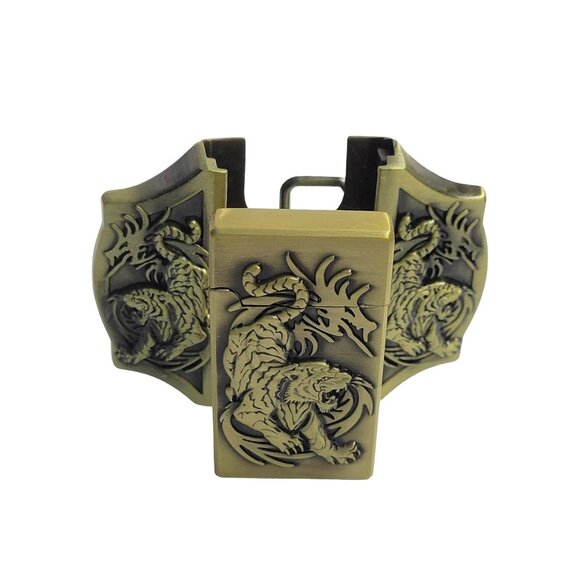 3 Tigers Bronze Finish Lighter Belt Buckle - Western Style Lighter Belt Buckle - - Picture 4 of 10